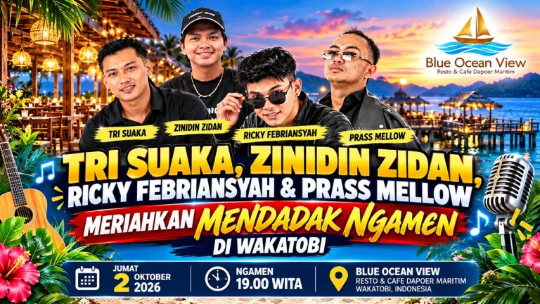Tri Suaka, Zinidin Zidan, Ricky Febriansyah dan Prass Mellow Bakal Ngamen di Blue Ocean View Wakatobi